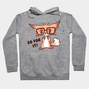 Cute Kawaii Nerd Fox go for it Hoodie